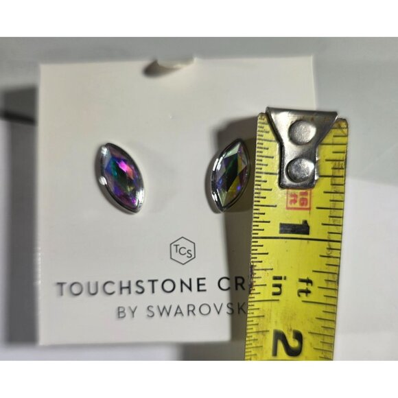 Touchstone Crystal By Swarovski Marquise Shaped Stud Earrings With Gift Box - Picture 3 of 3